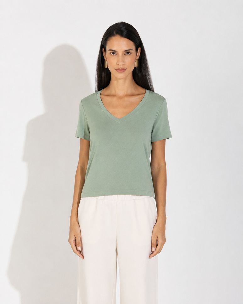 Camiseta Pima Gola V Feminina