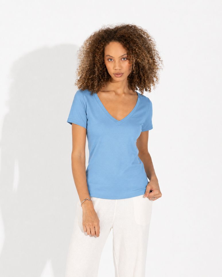 Camiseta Pima Gola V Feminina