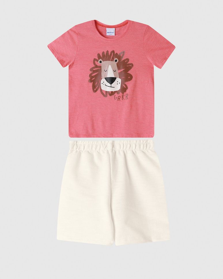 Conjunto Infantil Menino Camiseta Estampa Frontal Malha Fio A Fio Malwee Kids