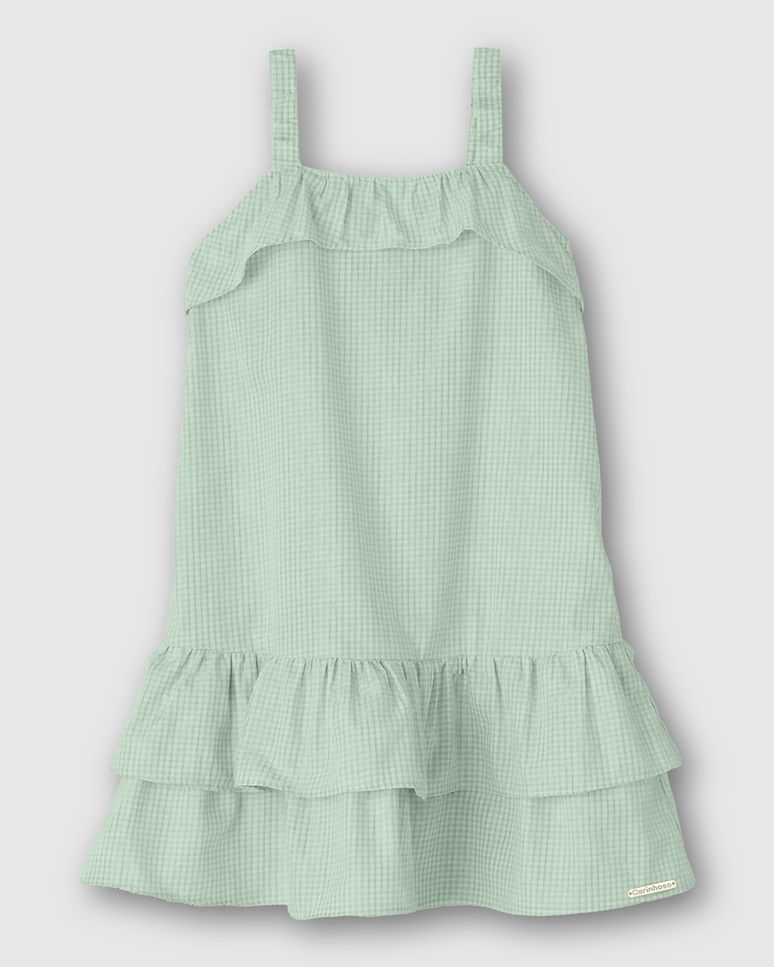 Vestido Menina Amplo Babados Em Algodão Lurex - Carinhoso
