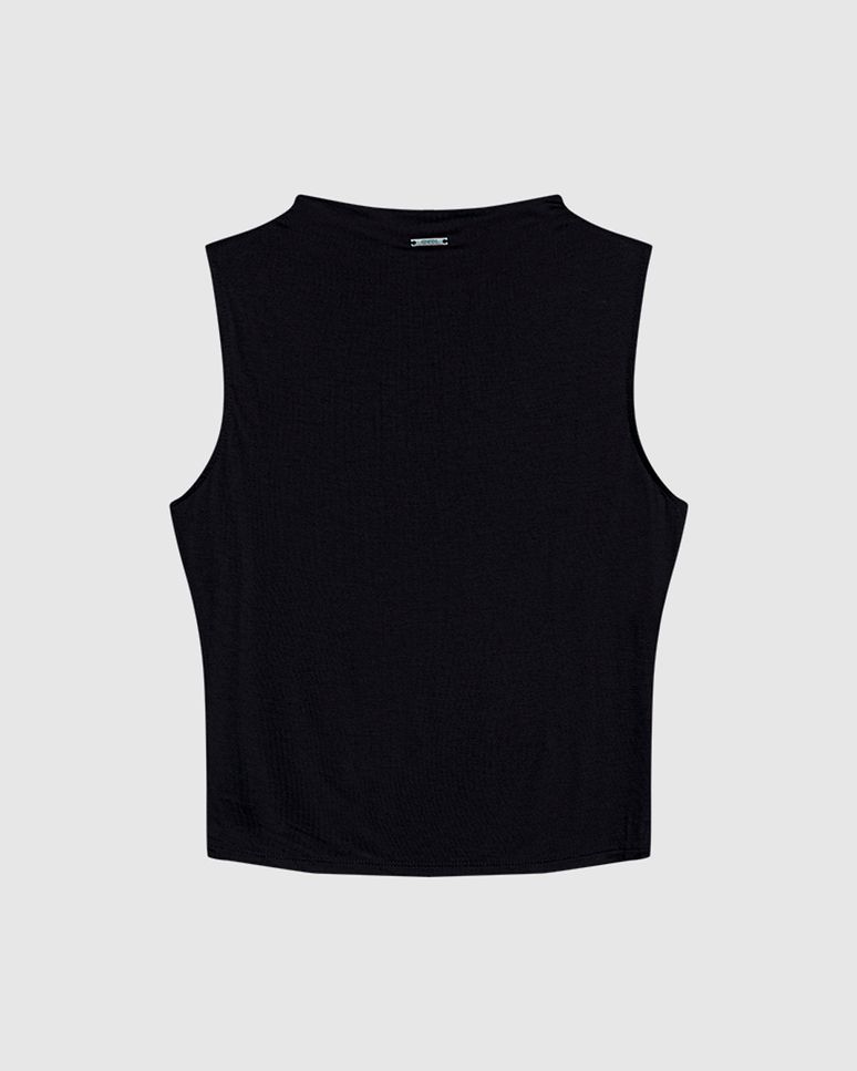 Regata Justa Feminina Gola Alta Sem Manga Em Malha Viscose Stretch - ENFIM