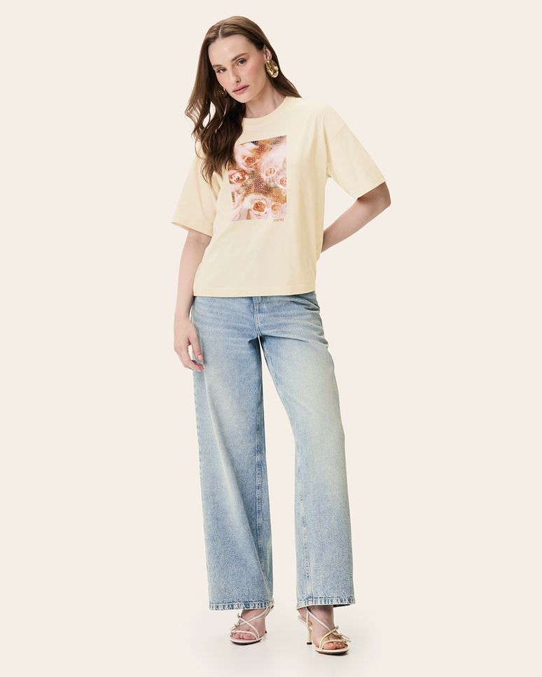 Blusa Feminina Ampla Estampa Brindes Com Termocolante Em Algodão - ENFIM