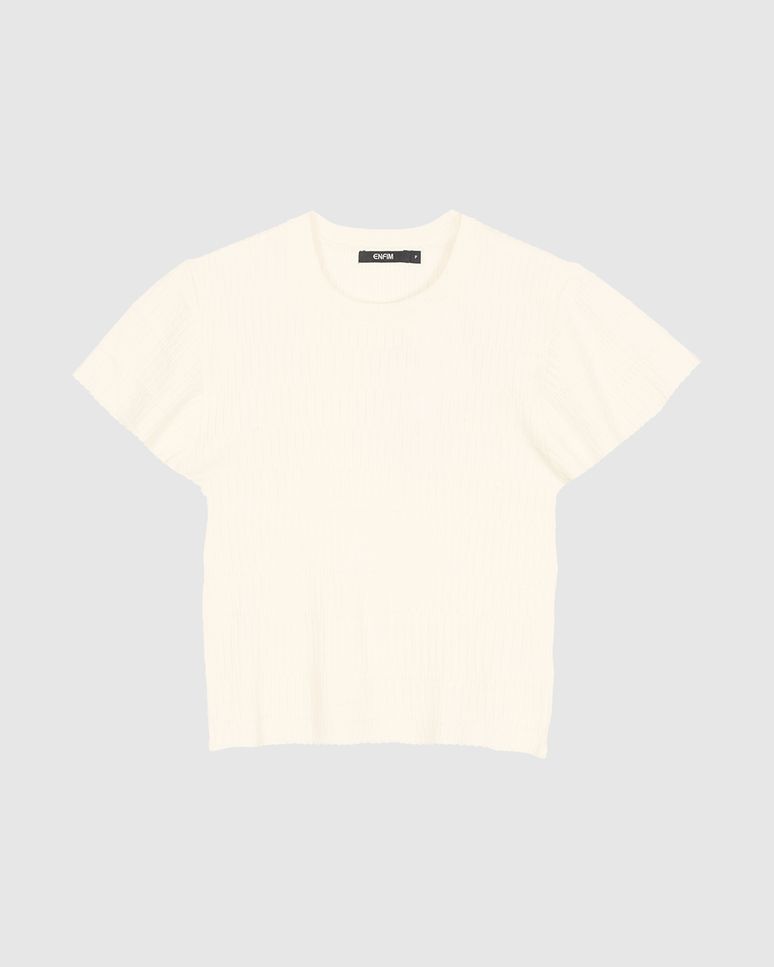 Blusa Feminina Manga Curta Flutuante Em Tricô Trabalhado - ENFIM