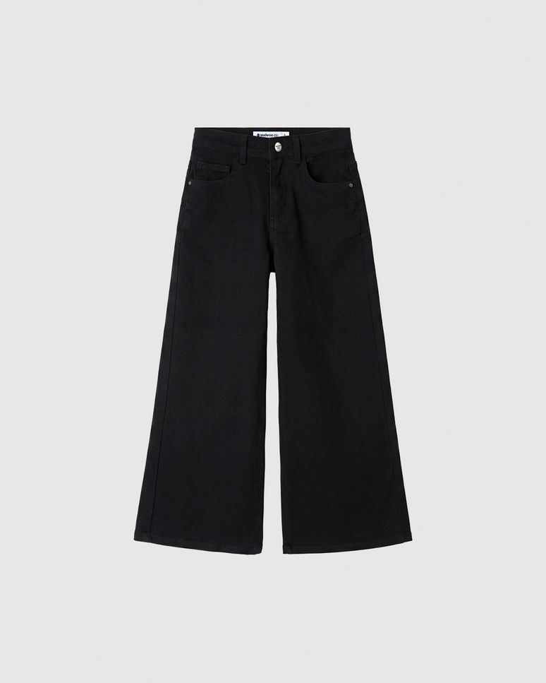 Calça Infantil Menina Wide Leg Cintura Ajustável Em Sarja Stretch Malwee Kids