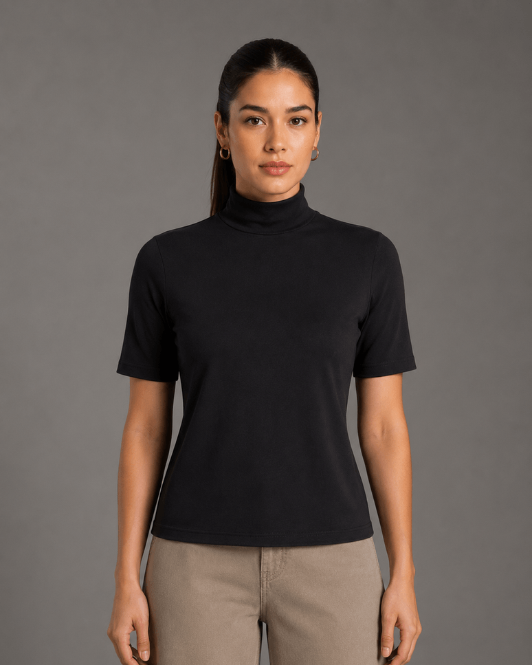 Tech T-Shirt Modal Gola Alta Feminina - BASICAMENTE
