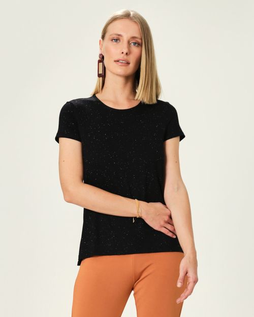 Blusa Básica Feminina Decote Redondo Em Viscose Botonê