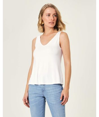 Regata Básica Feminina Decote V Em Viscose Stretch