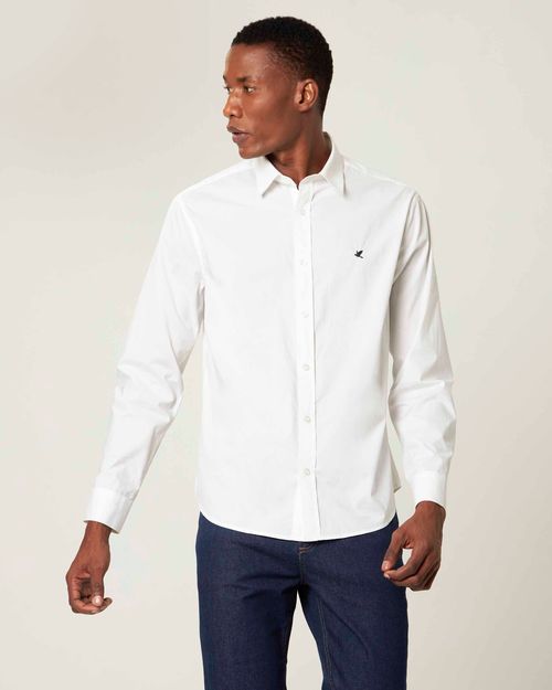 Camisa Básica Masculina Manga Longa Em Tricoline