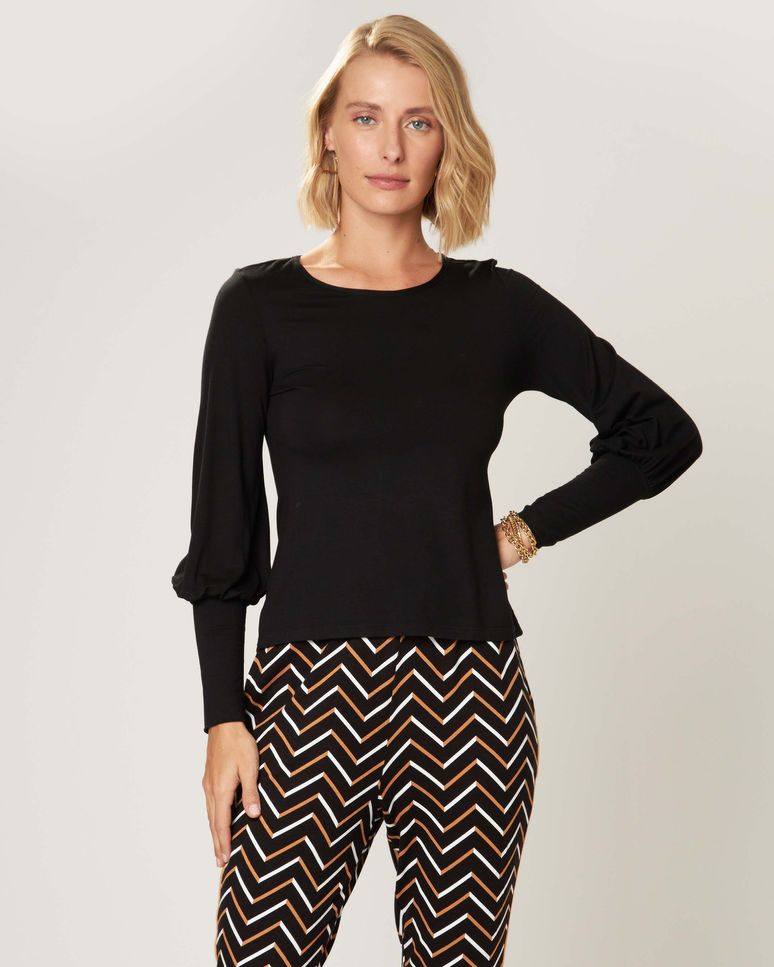 Blusa Feminina Manga Bufante Em Viscose Stretch
