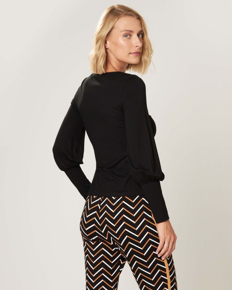 Blusa Feminina Manga Bufante Em Viscose Stretch