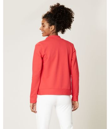 Jaqueta Básica Feminina Bolso Lateral Em Moletom Flanelado