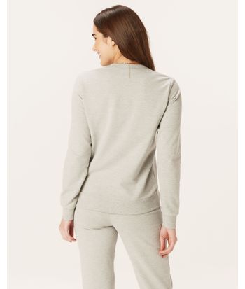 Blusão Básico Feminino Decote Redondo Em Moletom Stretch Flanelado