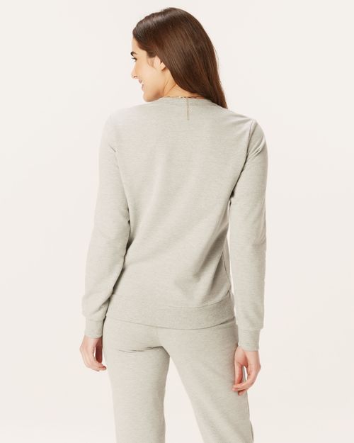 Blusão Básico Feminino Decote Redondo Em Moletom Stretch Flanelado