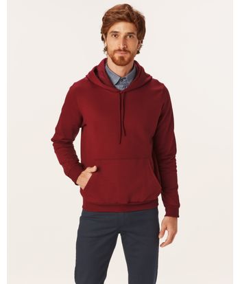 Blusão Básico Masculino Com Capuz Em Moletom Flanelado