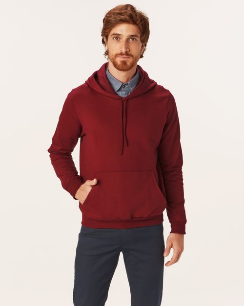 Blusão Básico Masculino Com Capuz Em Moletom Flanelado