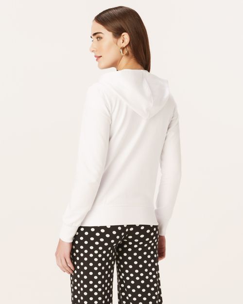 Jaqueta Básica Feminina Com Capuz Moletom Stretch Flanelado