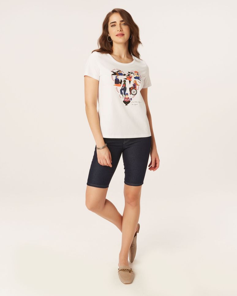 Bermuda Feminina Ciclista Em Jeans Com Elastano