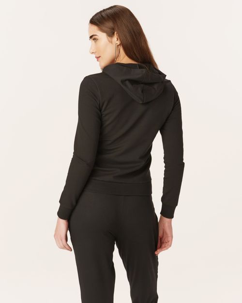 Blusão Básico Feminino Com Capuz Moletom Stretch Flanelado