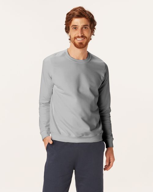 Blusão Básico Masculino Decote Redondo Em Moletom Flanelado