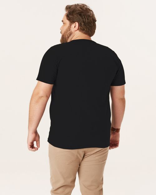 Camiseta Básica Masculina Plus Size Decote V Em Meia Malha
