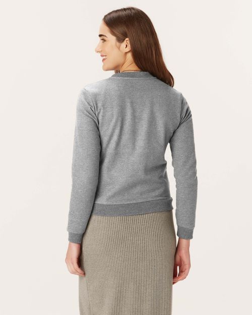 Jaqueta Básica Feminina Bolso Lateral Em Moletom Flanelado