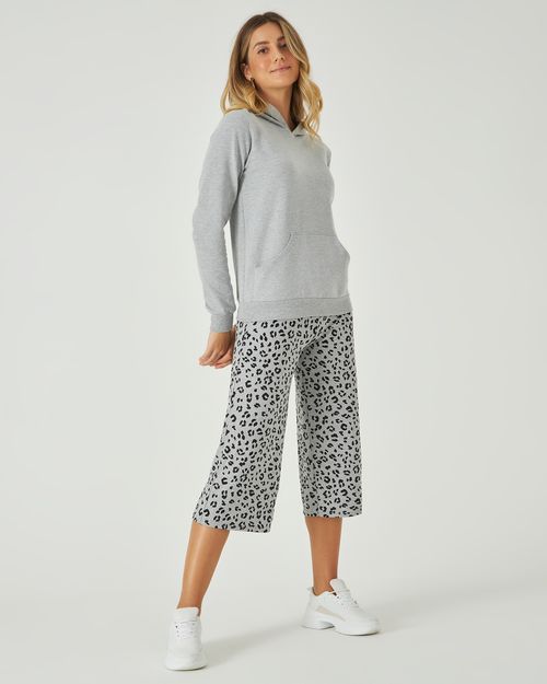 Blusão Básico Feminino Com Capuz Moletom Stretch Flanelado