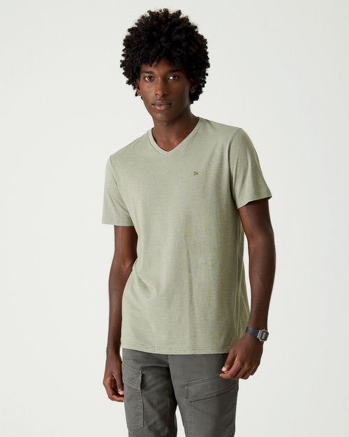 Camiseta Básica Masculina Bordada em Malha Fio a Fio