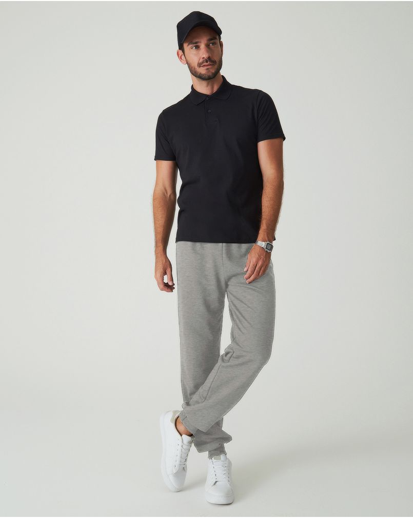 Calça Básica Masculina Em Moletom Flanelado Cinza Claro P Malwee