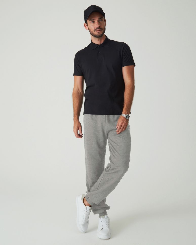 Calça Básica Masculina Em Moletom Flanelado