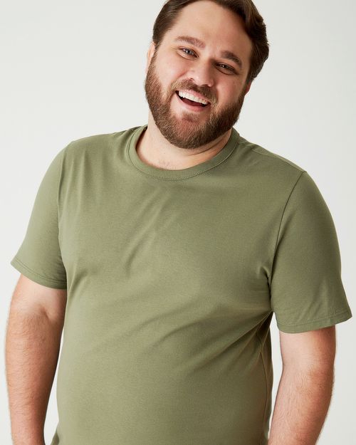 Camiseta Básica Masculina Plus Size Decote Redondo Em Algodão