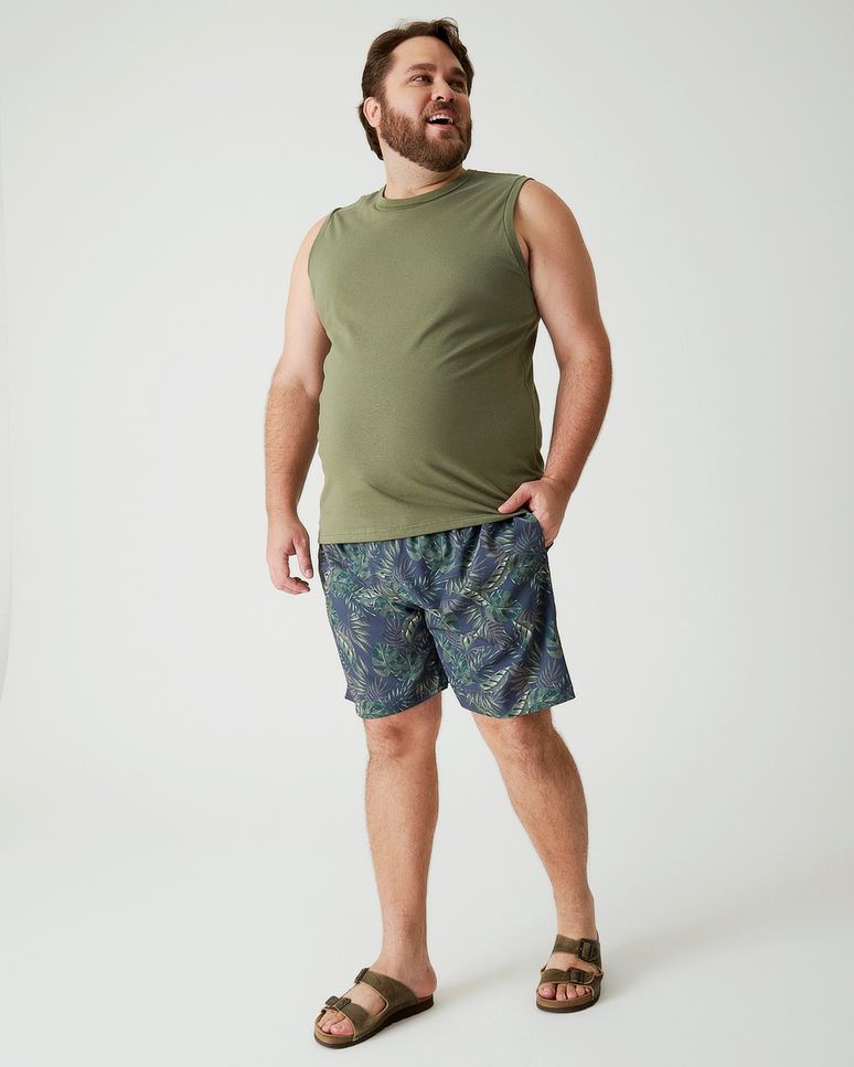 Regata Básica Masculina Plus Size Cava Ajustada Em Algodão