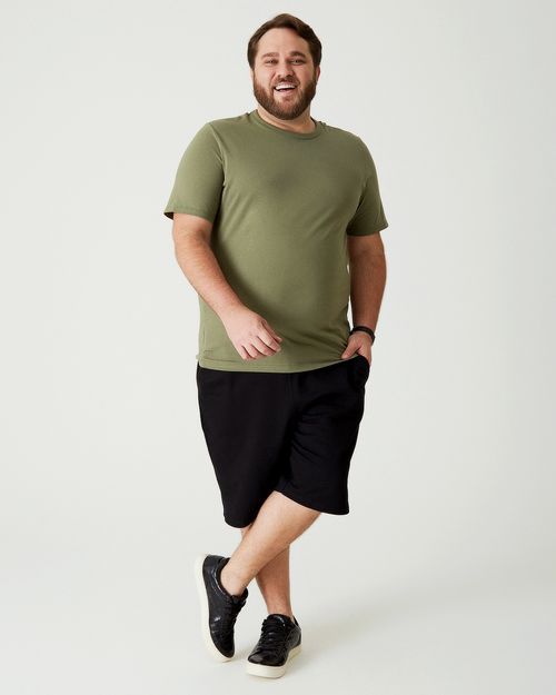 Camiseta Básica Masculina Plus Size Decote Redondo Em Algodão