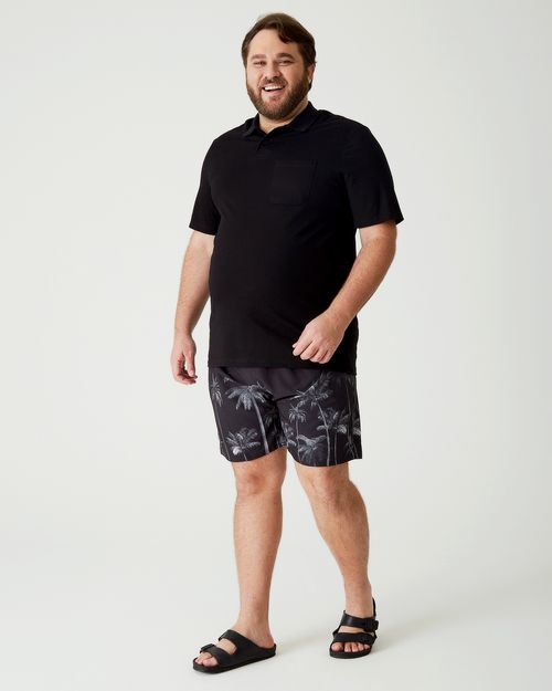 Camisa Polo Básica Masculina Plus Size Em Meia Malha