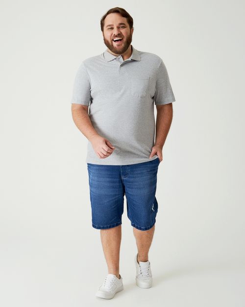 Camisa Polo Básica Masculina Plus Size Em Meia Malha