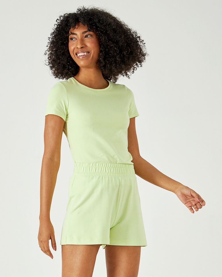 Blusa Básica Feminina Decote Redondo Em Algodão