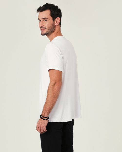 Camiseta Básica Masculina Bordado Frontal Em Viscose Stretch