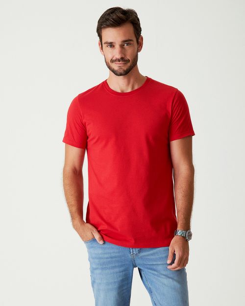 Camiseta Básica Masculina Decote Redondo Pesponto Em Meia Malha