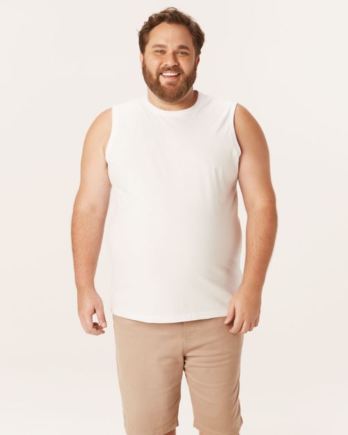 Regata Básica Masculina Plus Size Decote Redondo Em Meia Malha