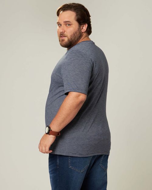 Camiseta Básica Masculina Plus Size Com Bordado