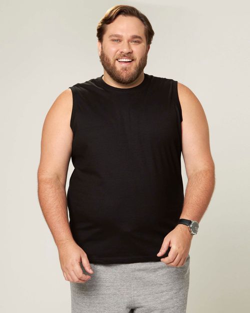 Regata Básica Masculina Plus Size Decote Redondo Em Meia Malha