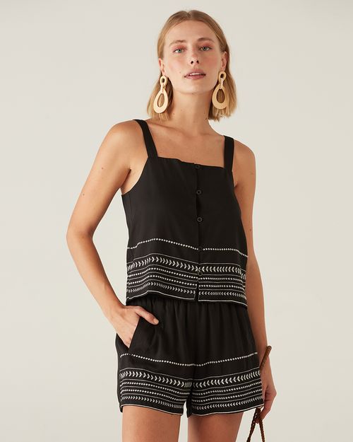 Blusa Em Viscose Bordado Malwee