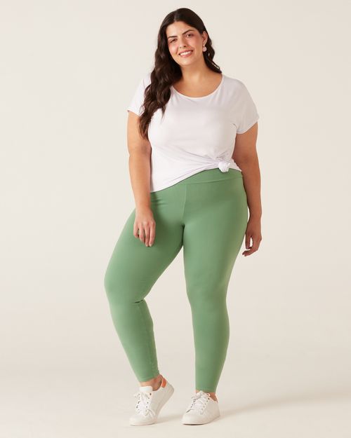 Calça Legging Básica Feminina Plus Size Com Lycra®