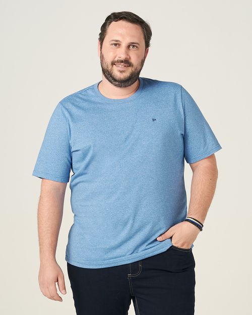 Camiseta Básica Masculina Plus Size Decote Redondo Em Meia Malha Moulinê