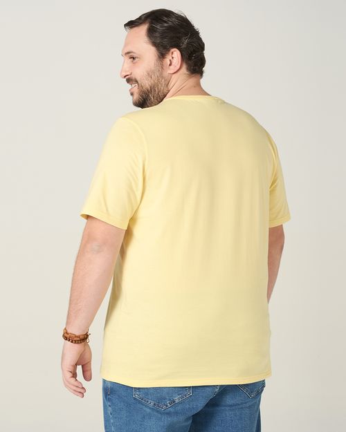 Camiseta Básica Masculina Plus Size Decote V Em Meia Malha