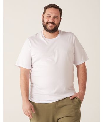 Camiseta Básica Masculina Plus Size Decote Redondo Em Meia Malha