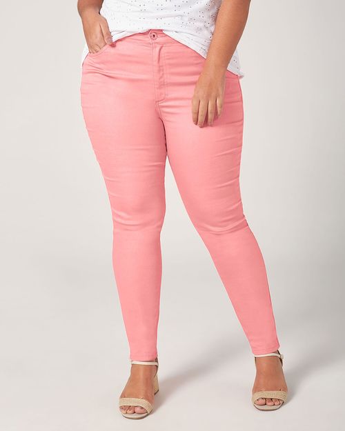 Calça Feminina Plus Size Skinny Em Flex Jeans