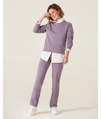 Calça Básica Feminina Cós Elástico Em Moletom Stretch Flanelado