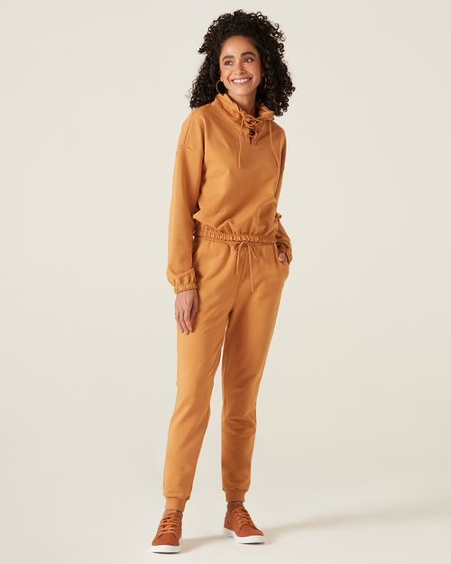 Calça Básica Feminina Jogger Em Moletom Stretch