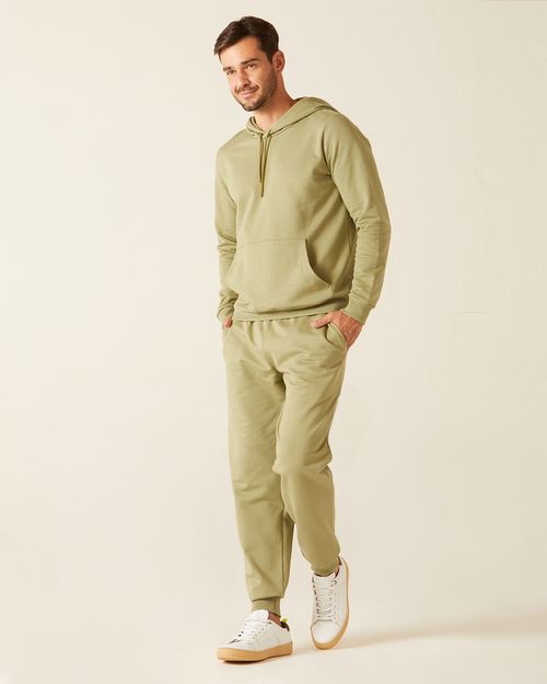Calça Básica Masculina Em Moletom Flanelado