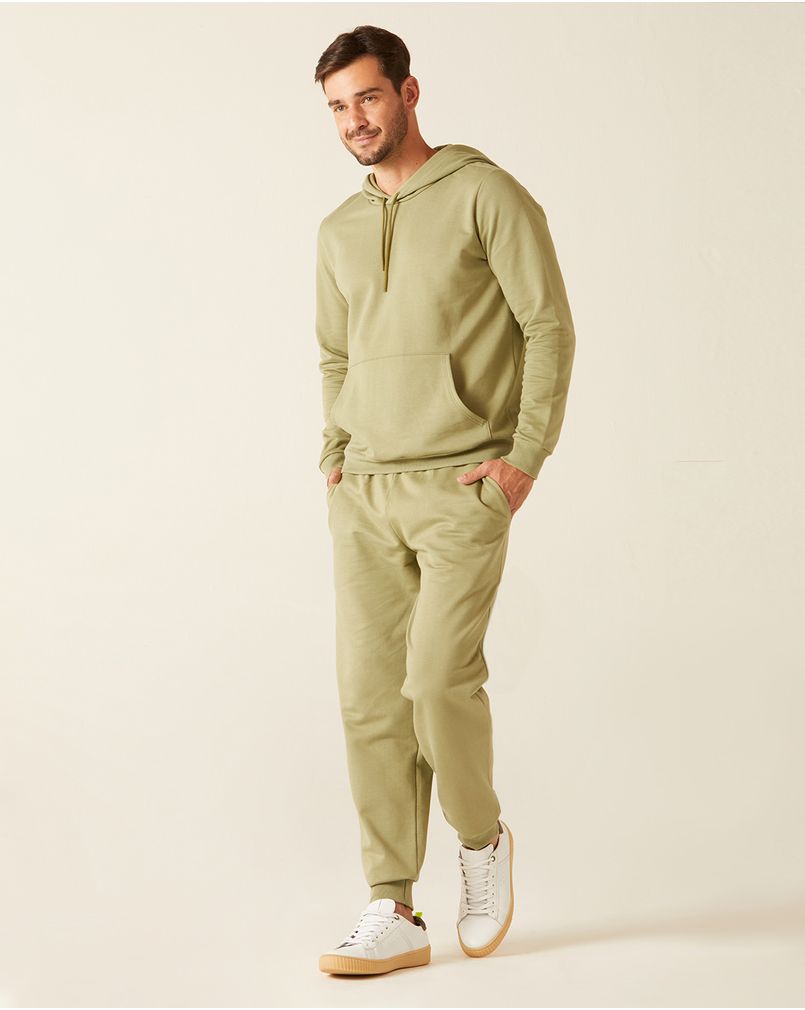 Calça Básica Masculina Em Moletom Flaneladoverde Escuro Malwee